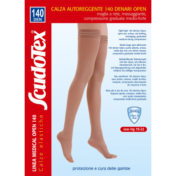 589 Чулки компрессионные 1 класс компрессии Скудотекс (19-22mmHg)140 den открытый носок (мысок), женские или мужские (унисекс для мужчин)